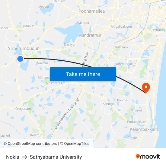 Nokia to Sathyabama University map