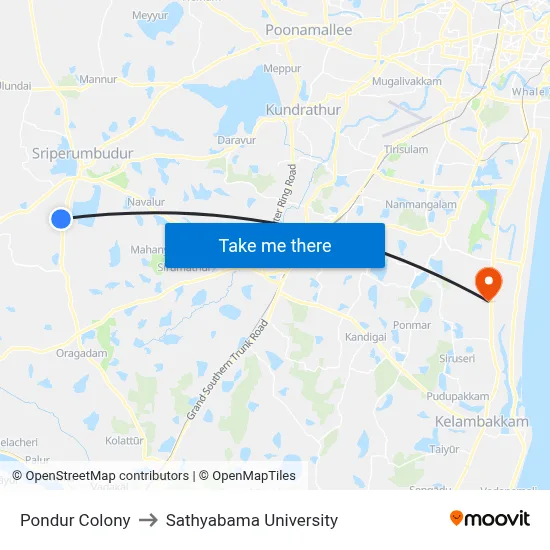 Pondur Colony to Sathyabama University map
