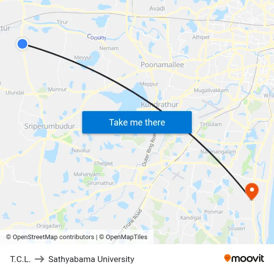 T.C.L. to Sathyabama University map