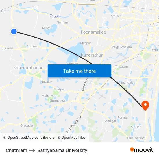 Chathram to Sathyabama University map