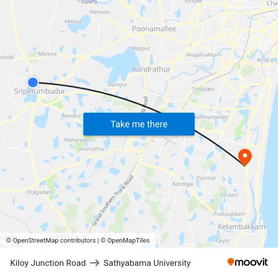 Kiloy Junction Road to Sathyabama University map