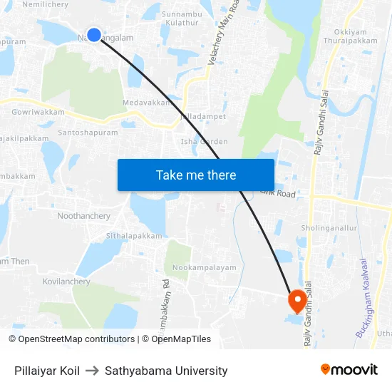 Pillaiyar Koil to Sathyabama University map