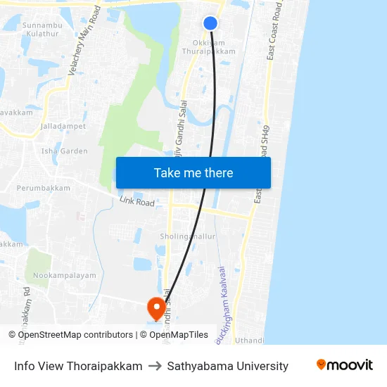 Info View Thoraipakkam to Sathyabama University map
