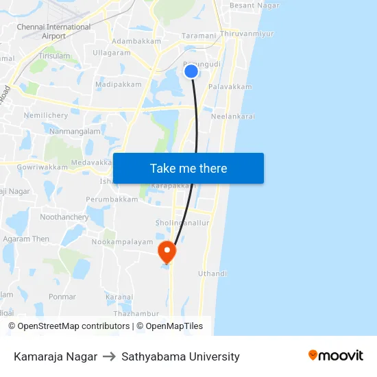Kamaraja Nagar to Sathyabama University map