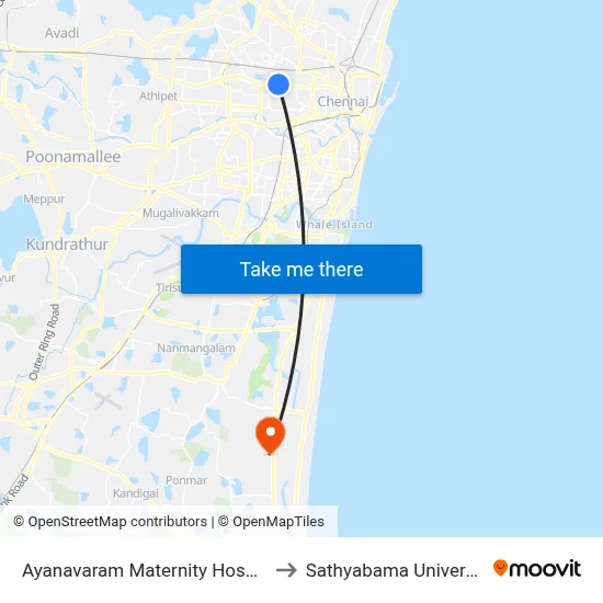 Ayanavaram Maternity Hospital to Sathyabama University map