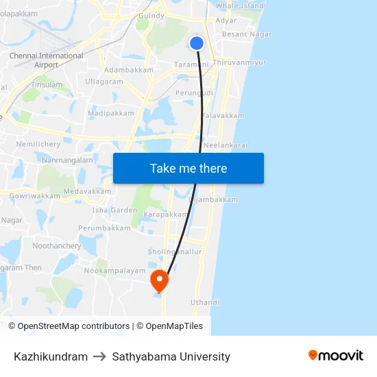 Kazhikundram to Sathyabama University map