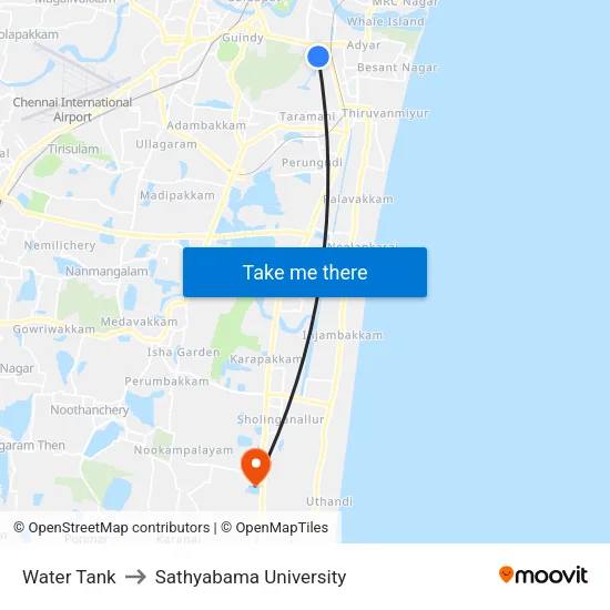 Water Tank to Sathyabama University map