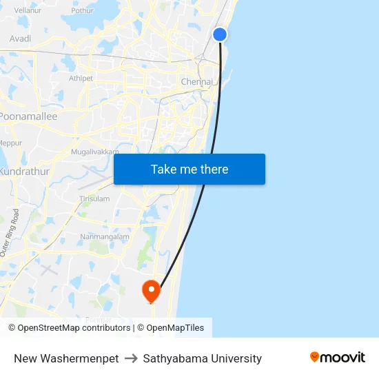 New Washermenpet to Sathyabama University map