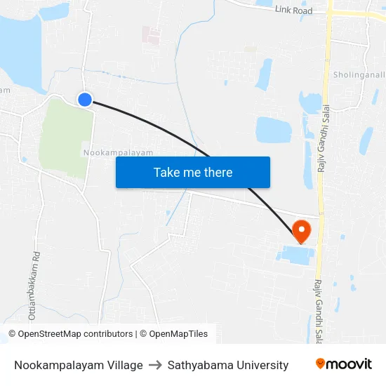 Nookampalayam Village to Sathyabama University map