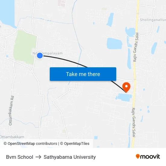 Bvm School to Sathyabama University map