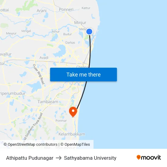 Athipattu Pudunagar to Sathyabama University map