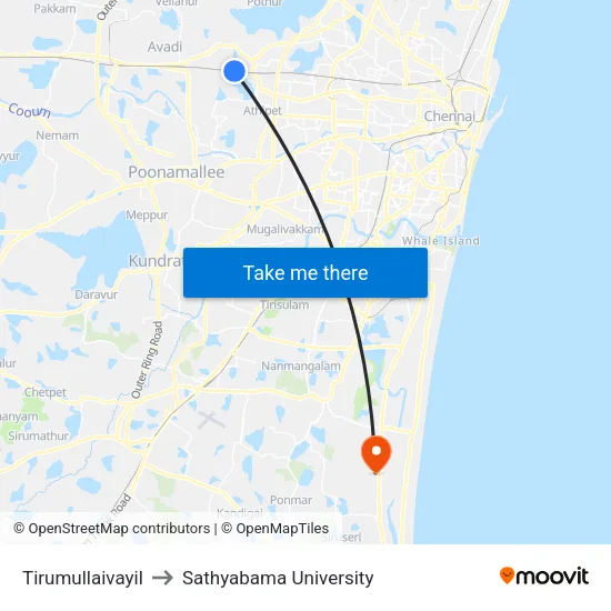 Tirumullaivayil to Sathyabama University map