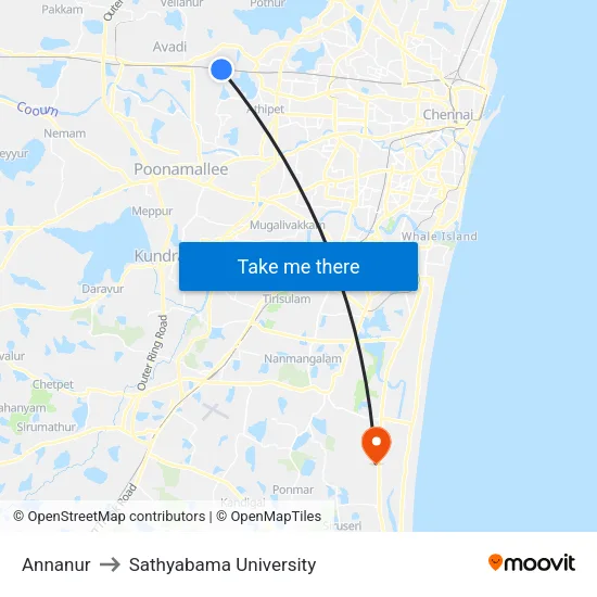 Annanur to Sathyabama University map