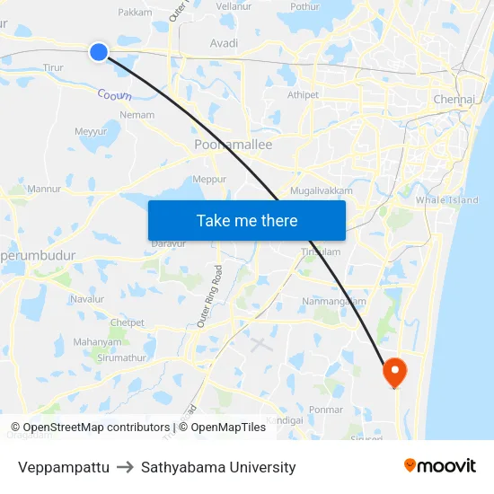 Veppampattu to Sathyabama University map