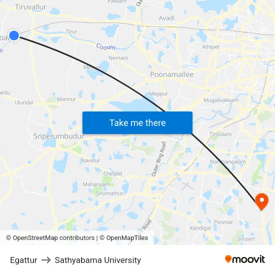 Egattur to Sathyabama University map