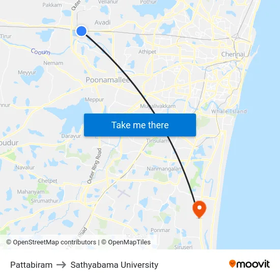Pattabiram to Sathyabama University map