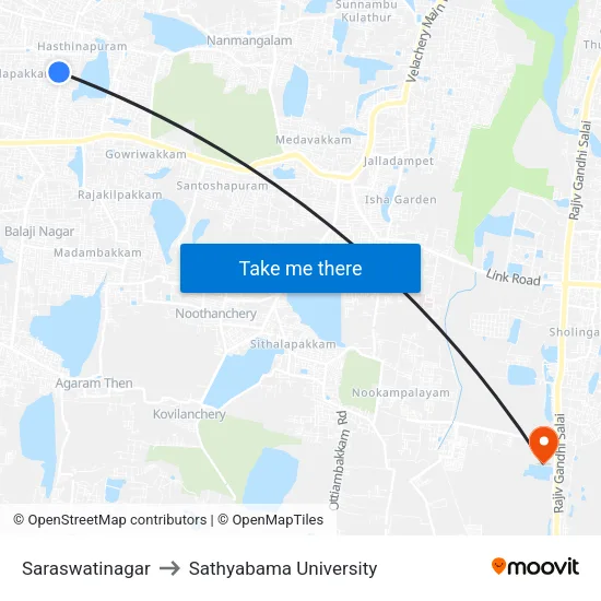 Saraswatinagar to Sathyabama University map