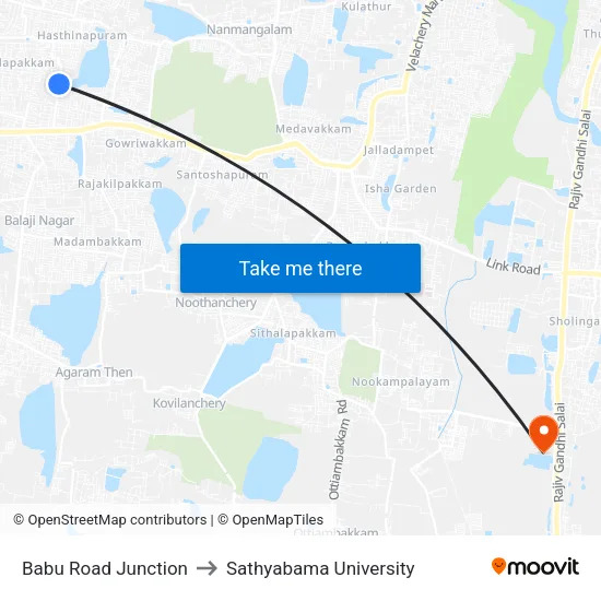 Babu Road Junction to Sathyabama University map