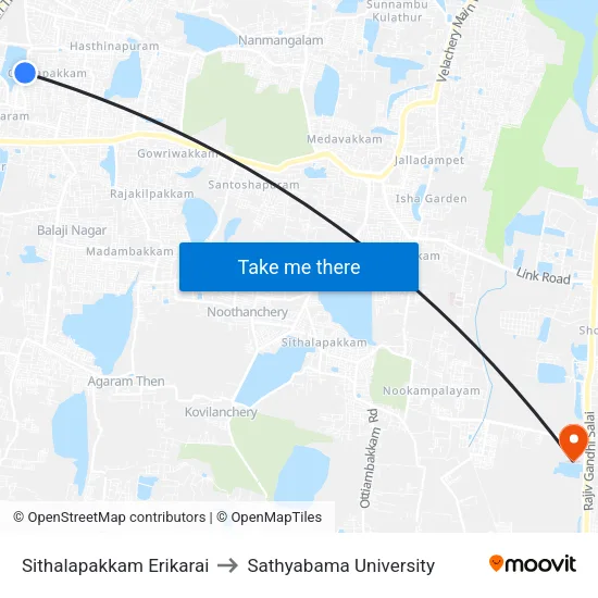 Sithalapakkam Erikarai to Sathyabama University map
