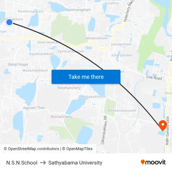 N.S.N.School to Sathyabama University map