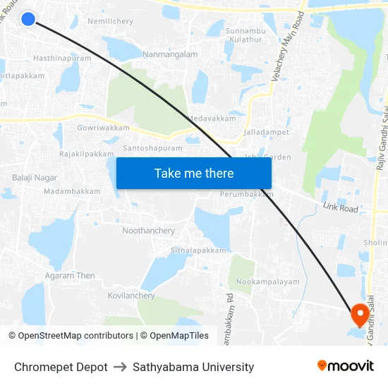 Chromepet Depot to Sathyabama University map