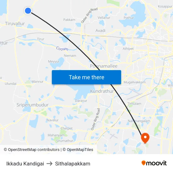 Ikkadu Kandigai to Sithalapakkam map