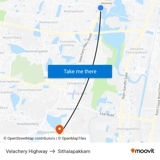 Velachery Highway to Sithalapakkam map