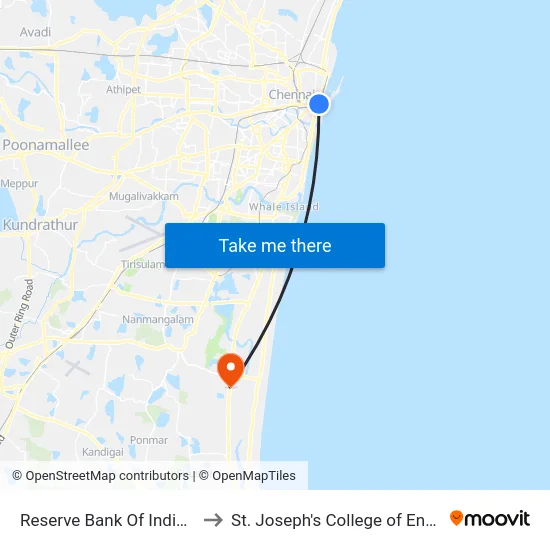 Reserve Bank Of India Parry's to St. Joseph's College of Engineering map