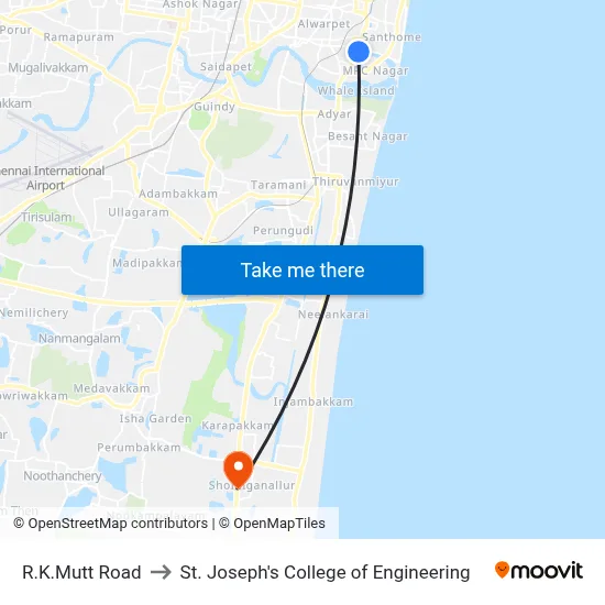 R.K.Mutt Road to St. Joseph's College of Engineering map