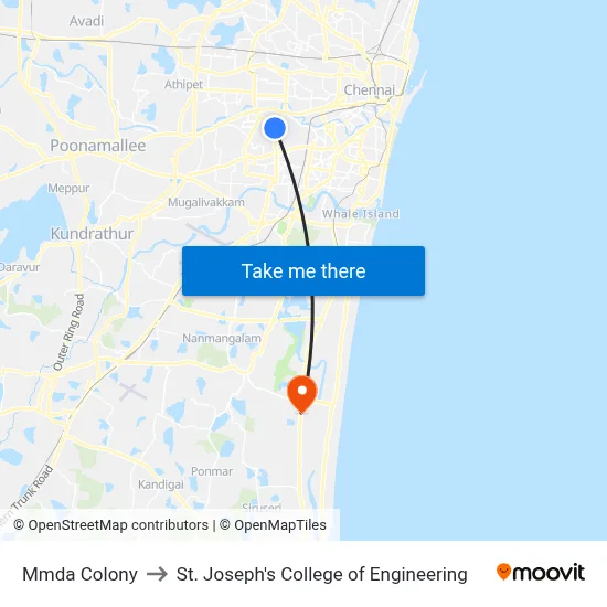 Mmda Colony to St. Joseph's College of Engineering map