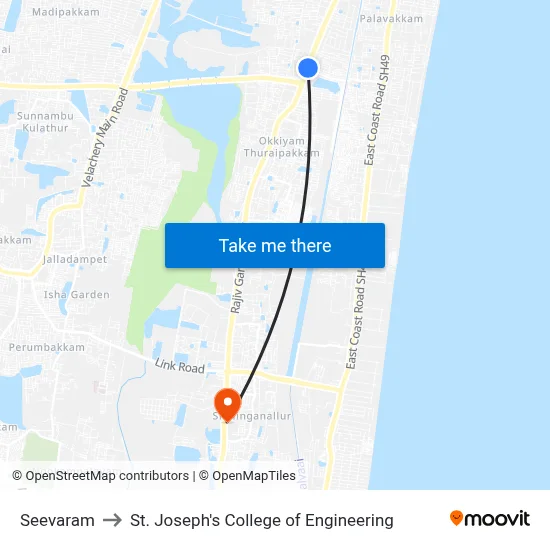 Seevaram to St. Joseph's College of Engineering map