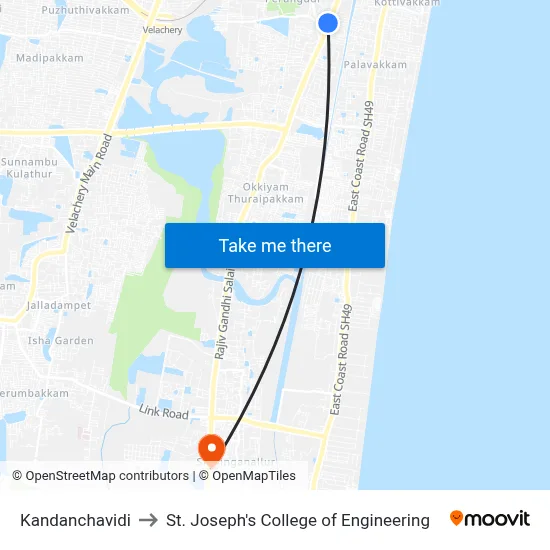 Kandanchavidi to St. Joseph's College of Engineering map