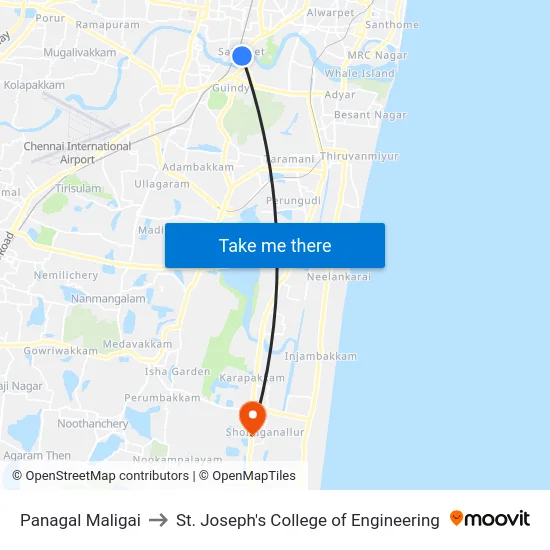 Panagal Maligai to St. Joseph's College of Engineering map