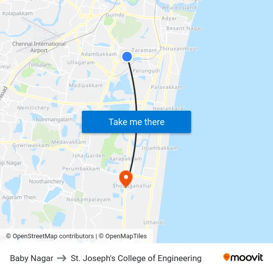 Baby Nagar to St. Joseph's College of Engineering map