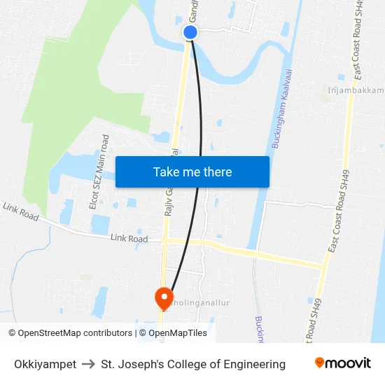 Okkiyampet to St. Joseph's College of Engineering map