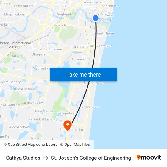 Sathya Studios to St. Joseph's College of Engineering map