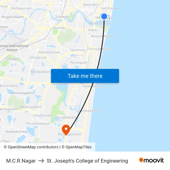 M.C.R.Nagar to St. Joseph's College of Engineering map
