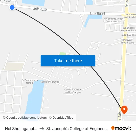 Hcl Sholinganallur to St. Joseph's College of Engineering map