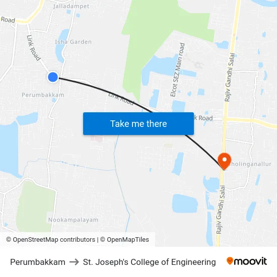 Perumbakkam to St. Joseph's College of Engineering map