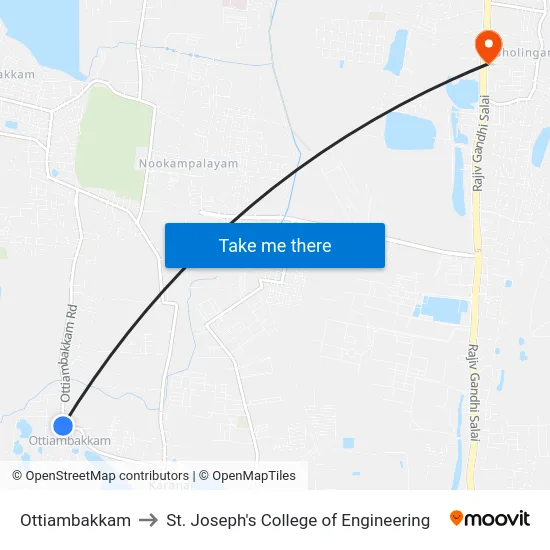 Ottiambakkam to St. Joseph's College of Engineering map
