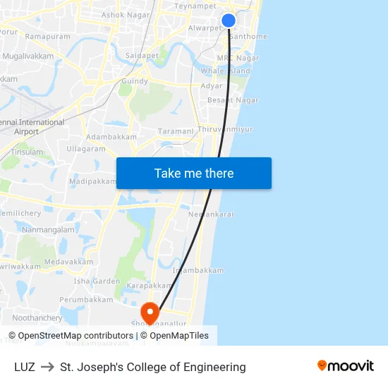 LUZ to St. Joseph's College of Engineering map
