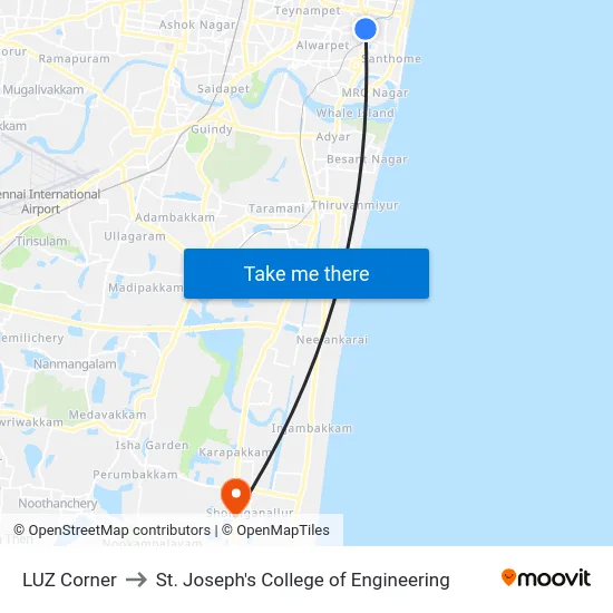 LUZ Corner to St. Joseph's College of Engineering map