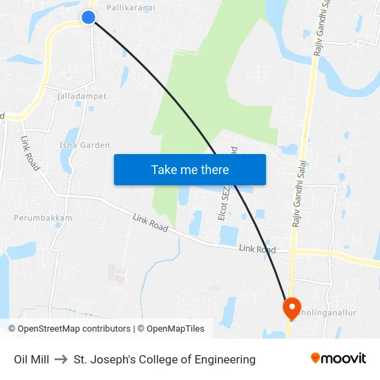 Oil Mill to St. Joseph's College of Engineering map