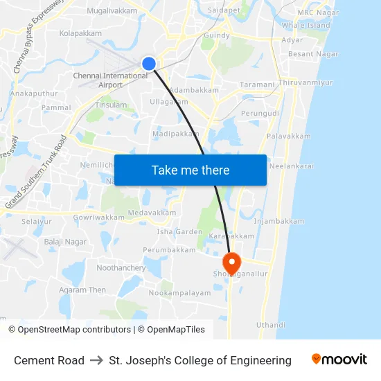 Cement Road to St. Joseph's College of Engineering map