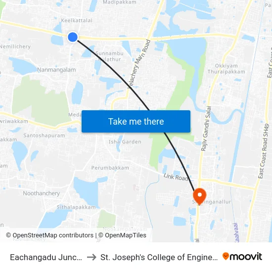 Eachangadu Junction to St. Joseph's College of Engineering map
