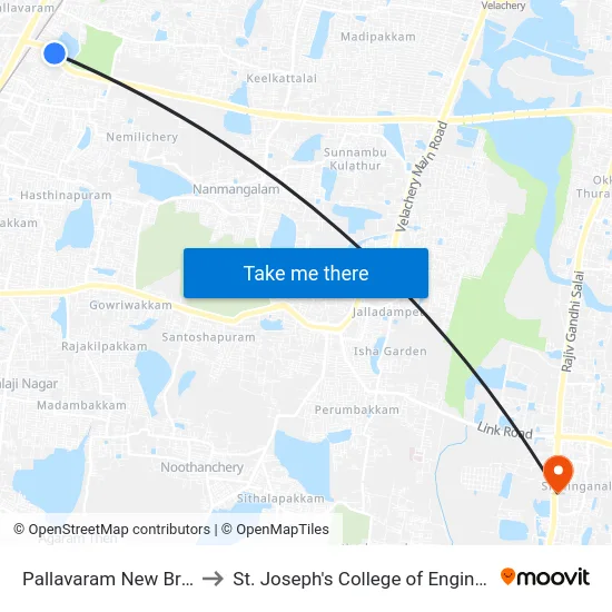 Pallavaram New Bridge to St. Joseph's College of Engineering map