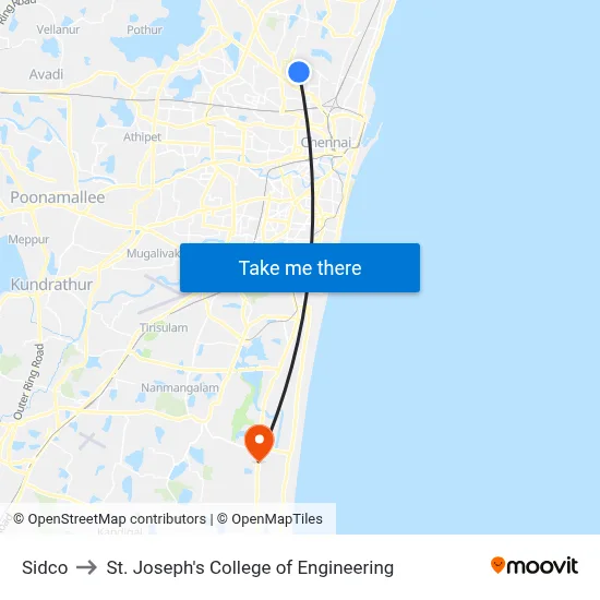 Sidco to St. Joseph's College of Engineering map