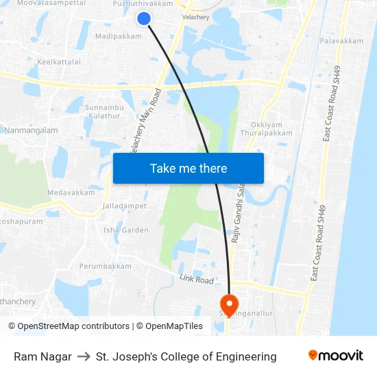 Ram Nagar to St. Joseph's College of Engineering map