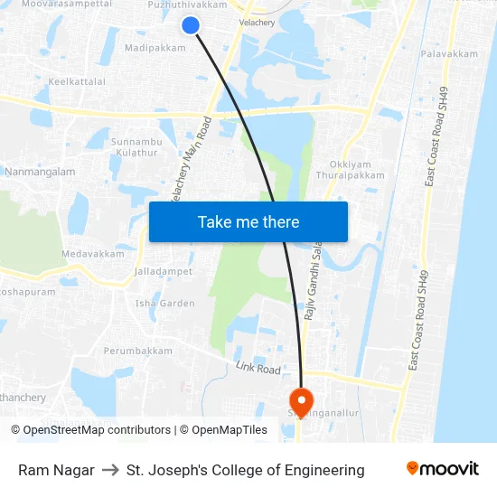Ram Nagar to St. Joseph's College of Engineering map