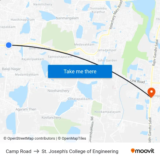 Camp Road to St. Joseph's College of Engineering map